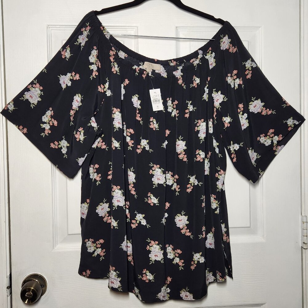 LOFT Dark Floral Blouse